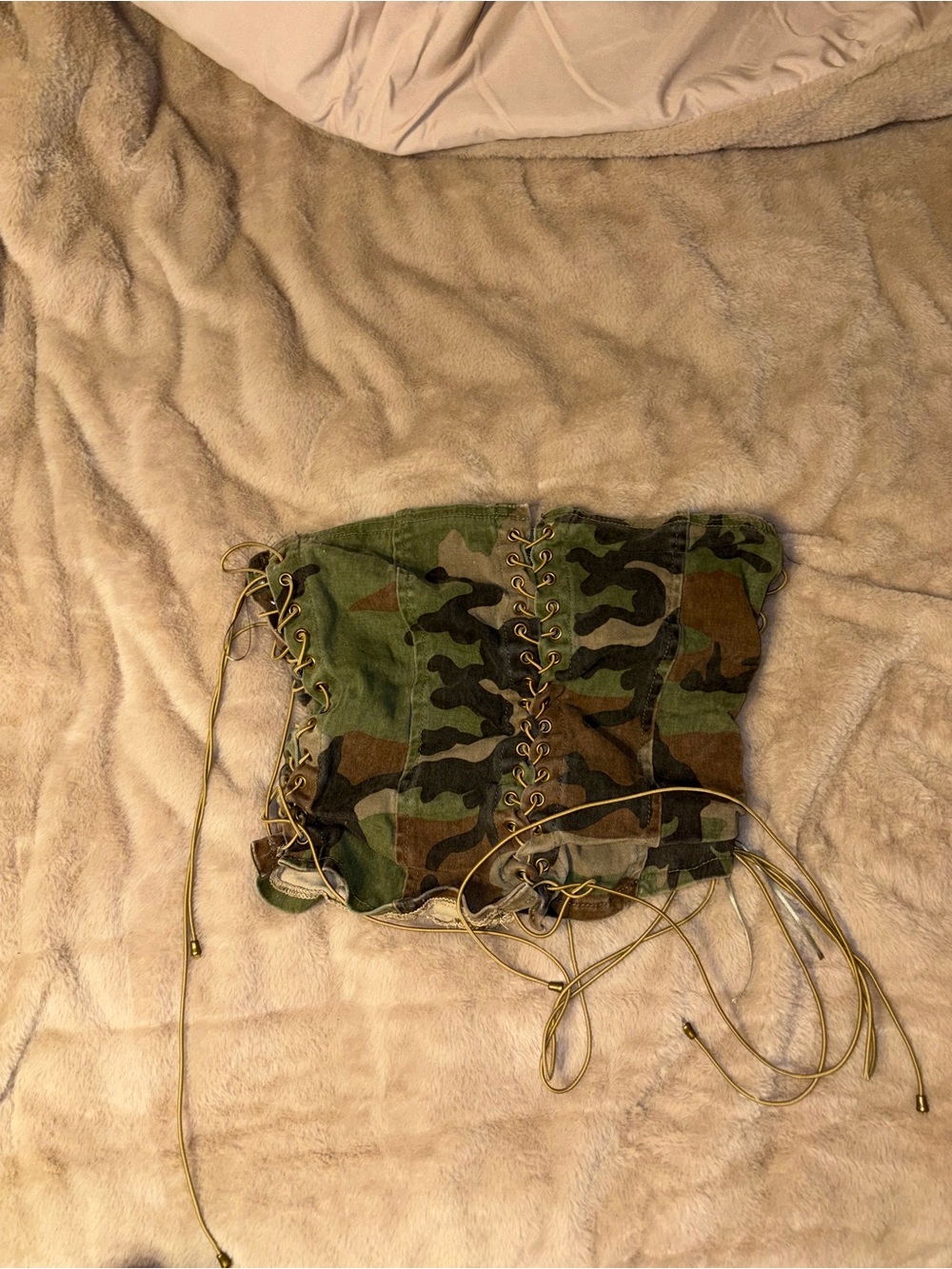 Camouflage Lace-Up corset top- Green Camo